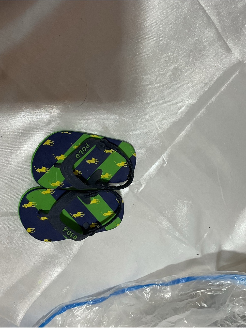 Polo Ralph Lauren Infant Flip Flop Sandals - Navy & Green with Yellow Pony